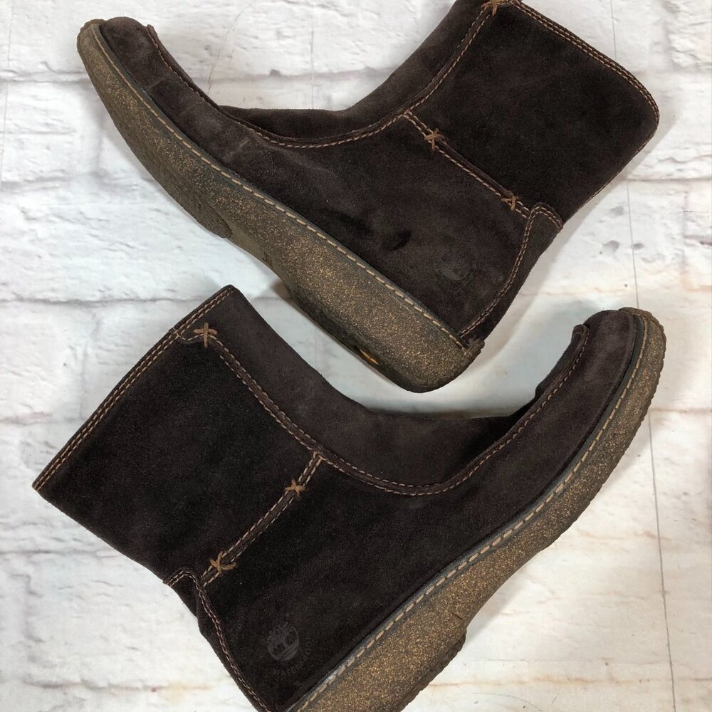 Timberland 69365 Brown Suede Winter Boots Zipper Round Toe Womens 8.5  (s4c)